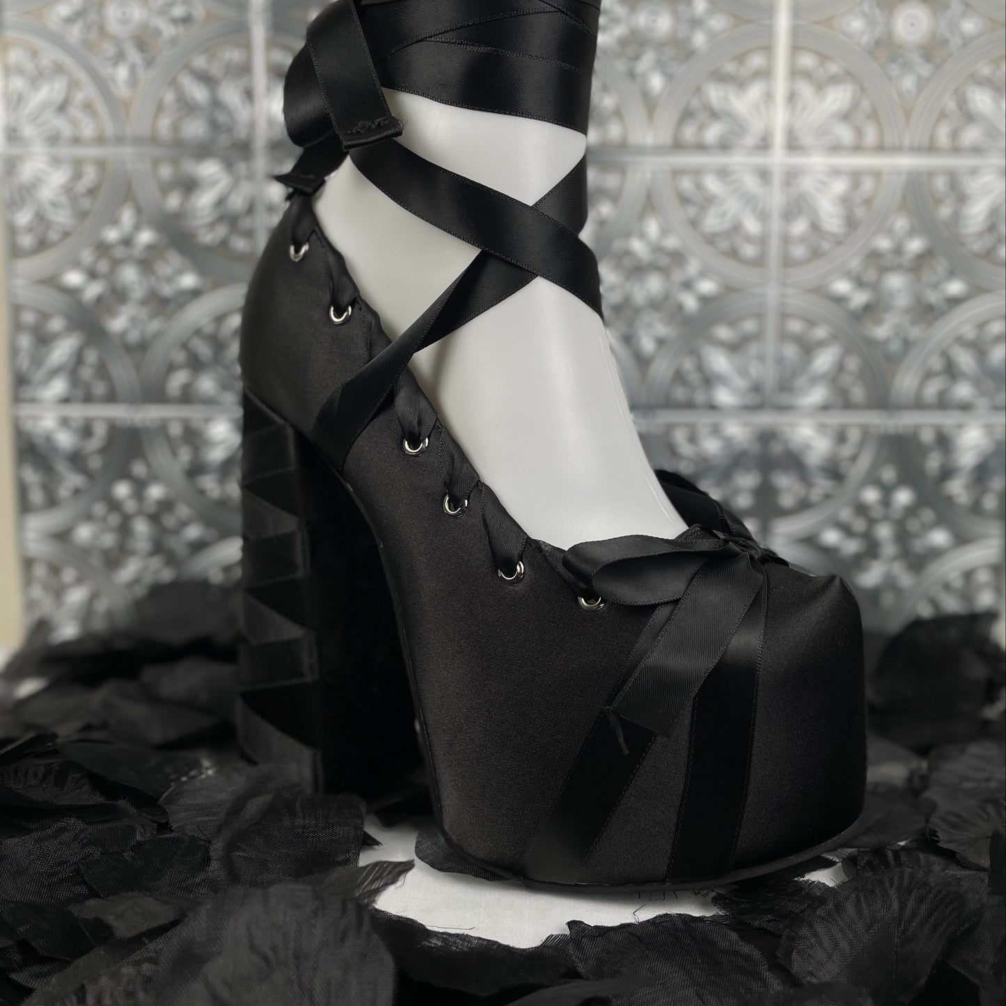 Midnight Ribbon Heels
